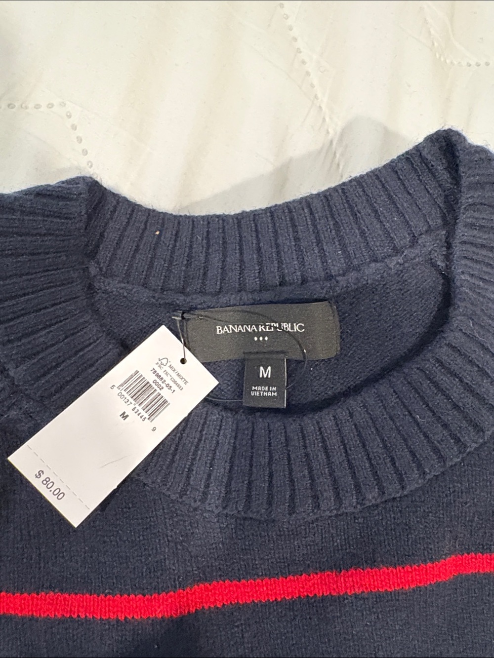 Banana Republic Navy Sweater with Red Stripes - Picture 2 of 2